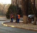 Almaty, Kazakhstan, Almaty. Early winter time, noonday, janitors